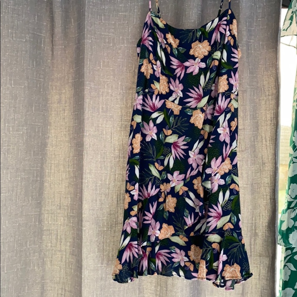 Floral tropical wrap dress